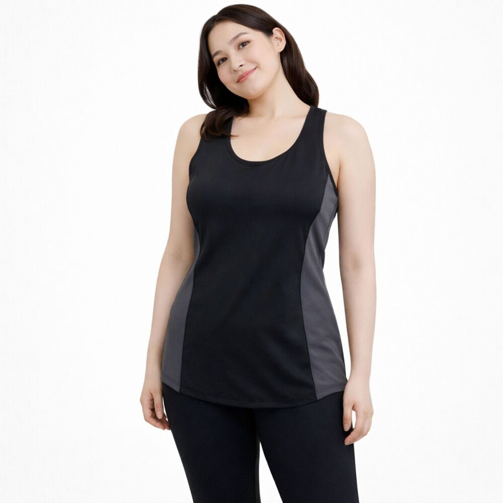 Fabletics Active Workout Tank Black & Gray Two-tone L